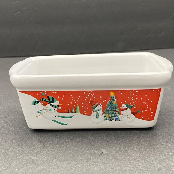 Christmas Loaf Pans Garden Ridge Mini Ceramic Snowman lot‎ of 2 VTG 6x3.5x3 - Picture 6 of 16